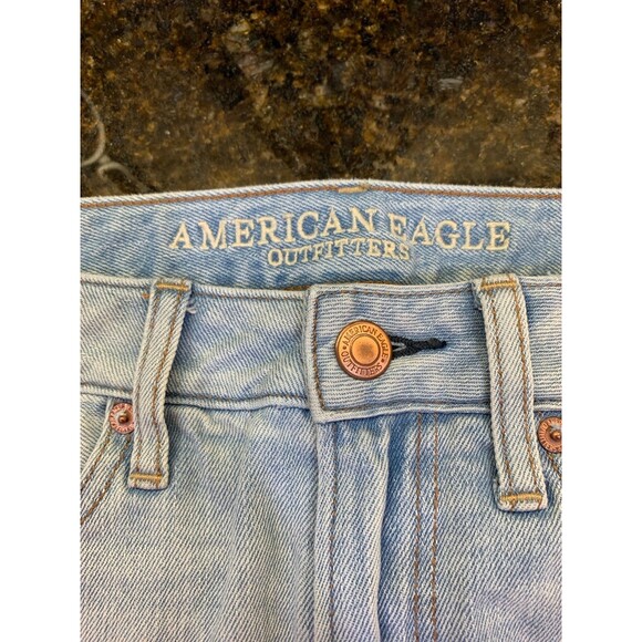 American Eagle Hi-Rise Festival Denim Miniskirt Light Wash Distressed - 6 - EUC - Picture 5 of 11